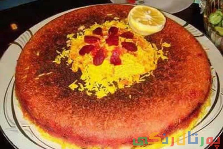 ته چین مرغ و بادمجان